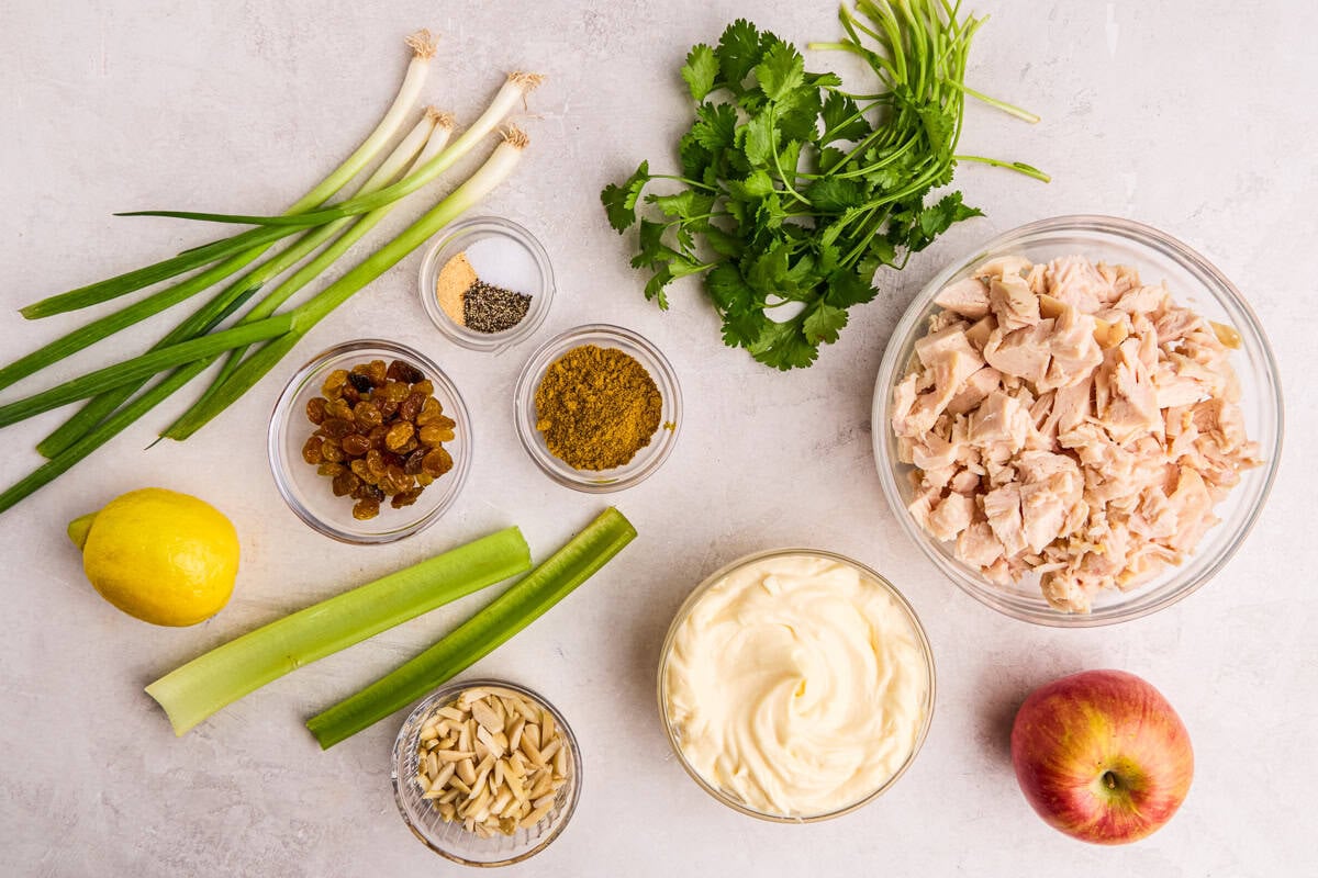 Ingredients for Curry Chicken Salad.