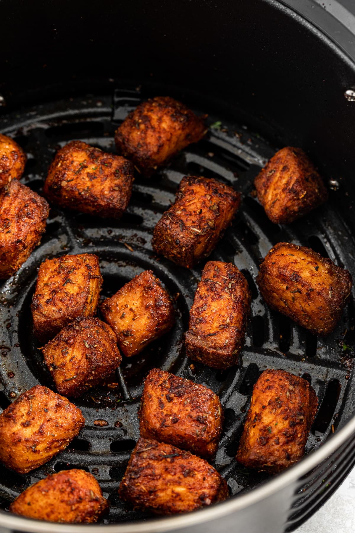 These air fryer salmon recipes are quick dinners that are healthy and packed with flavor. The air fryer is my favorite way to cook salmon! Blackended Air Fryer Salmon Bites
