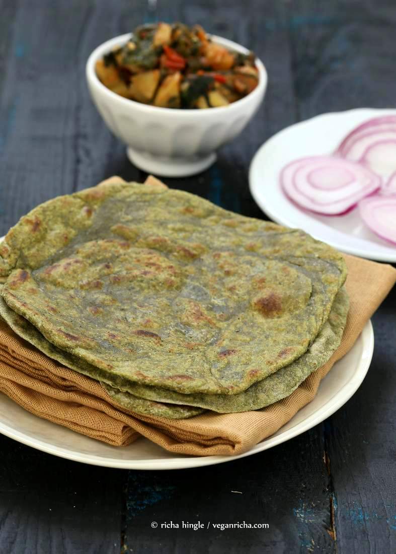 Spinach Paratha flat bread | Vegan Richa