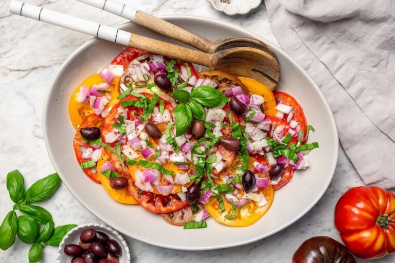 Heirloom Tomato Salad (With Olives & Basil)