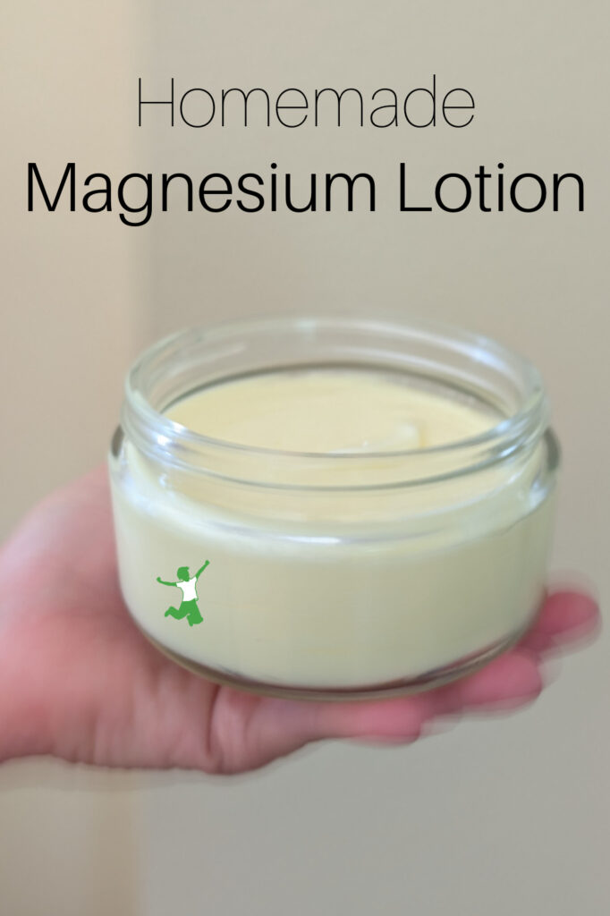 woman holding jar of DIY magnesium lotion