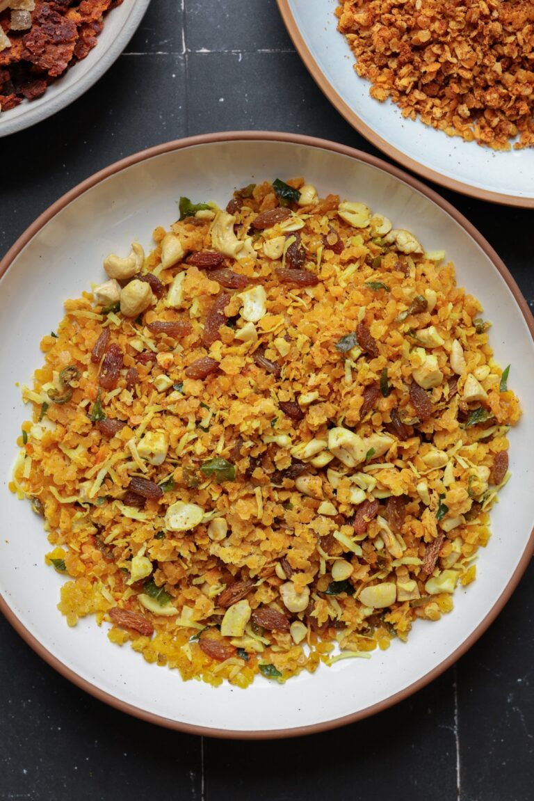 Lentil Trail Mix, 3 Ways (16 grams protein per serving!) Indian-spiced savory lentil granola in a bowl