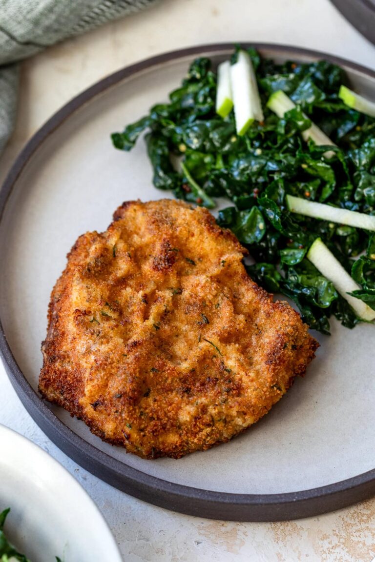 Pork Milanese with Kale and Apple Salad Pork Milanese with Kale and Apple Salad