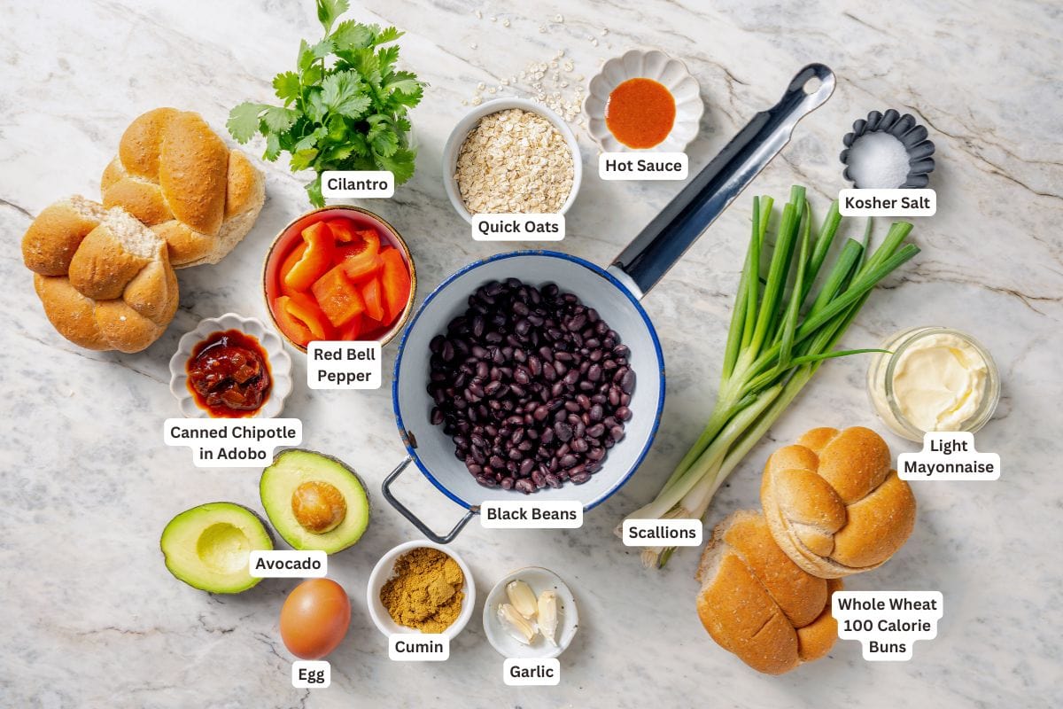 Ingredients for homemade black bean burgers