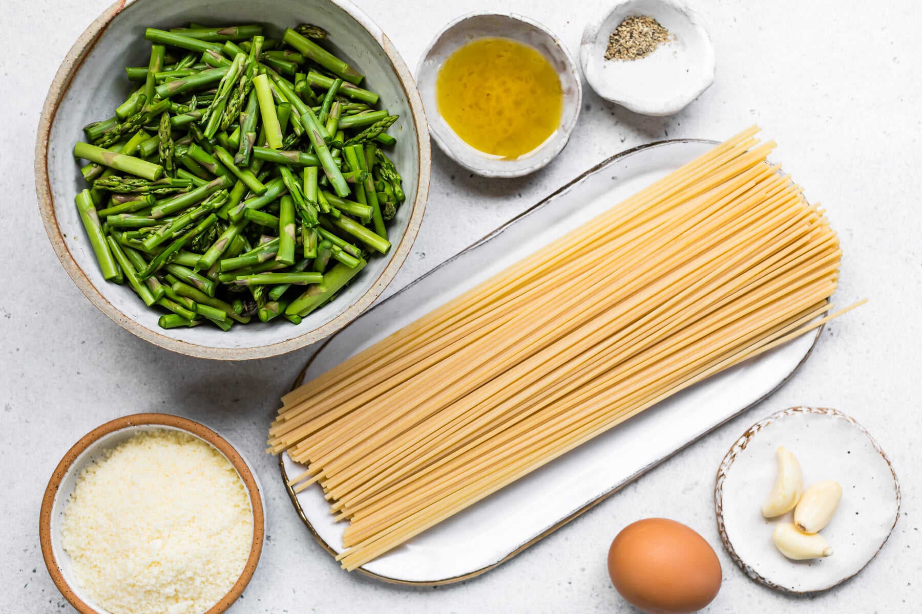 Spaghetti with Asparagus ingredients