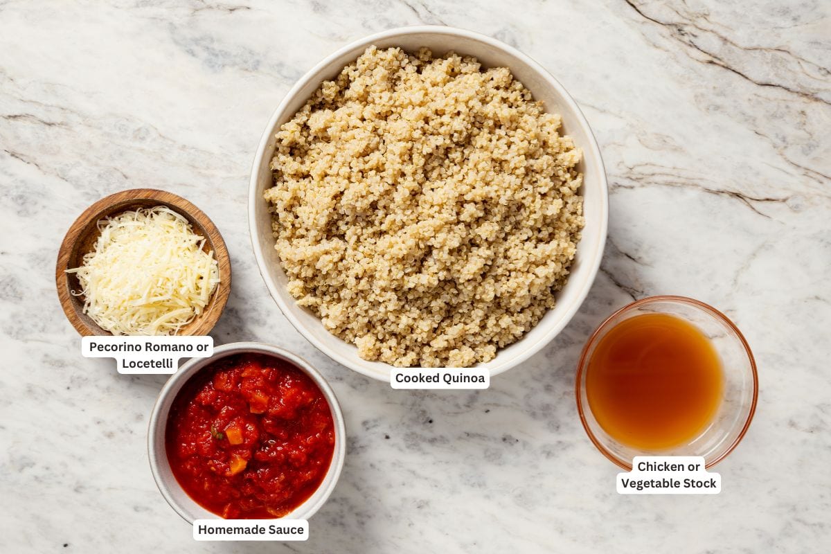 Ingredients for quinoa risotto.