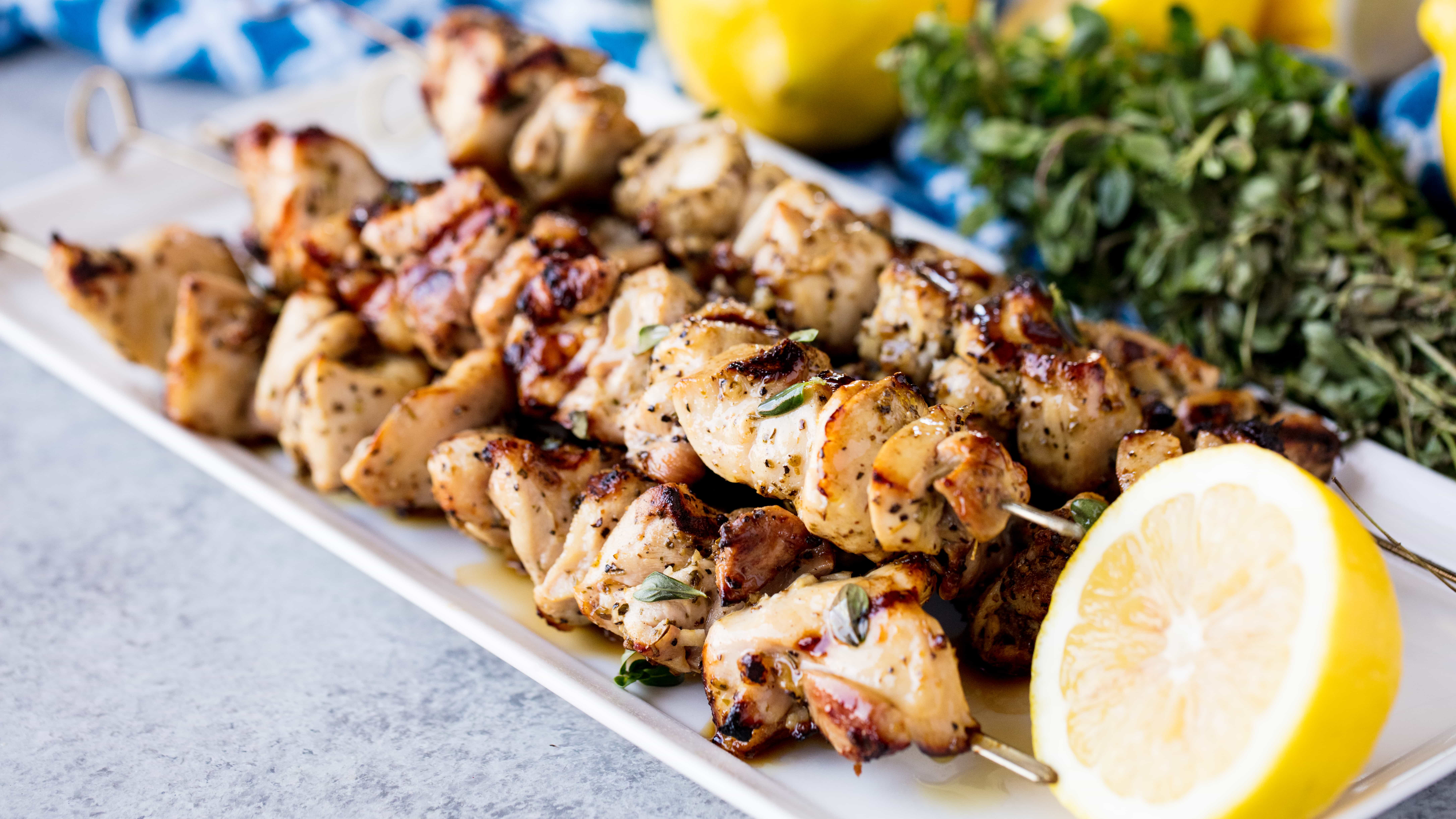 Grilled Lemon Herb Chicken Thigh Skewers