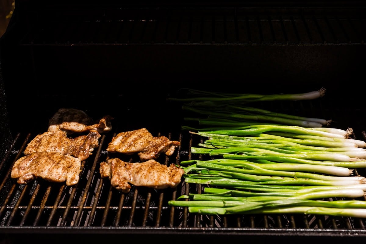 Grilled Boneless Chicken Thighs with Charred Scallion Sauce