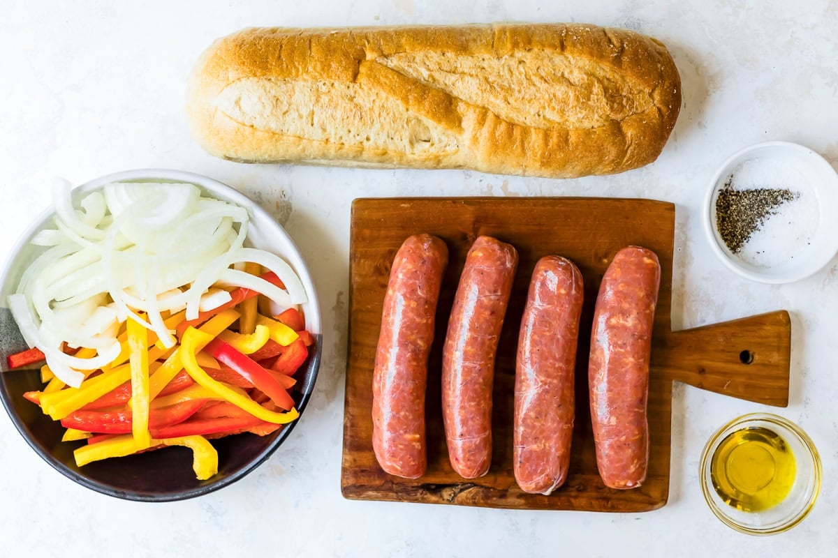 Ingredients for Sausage and Peppers