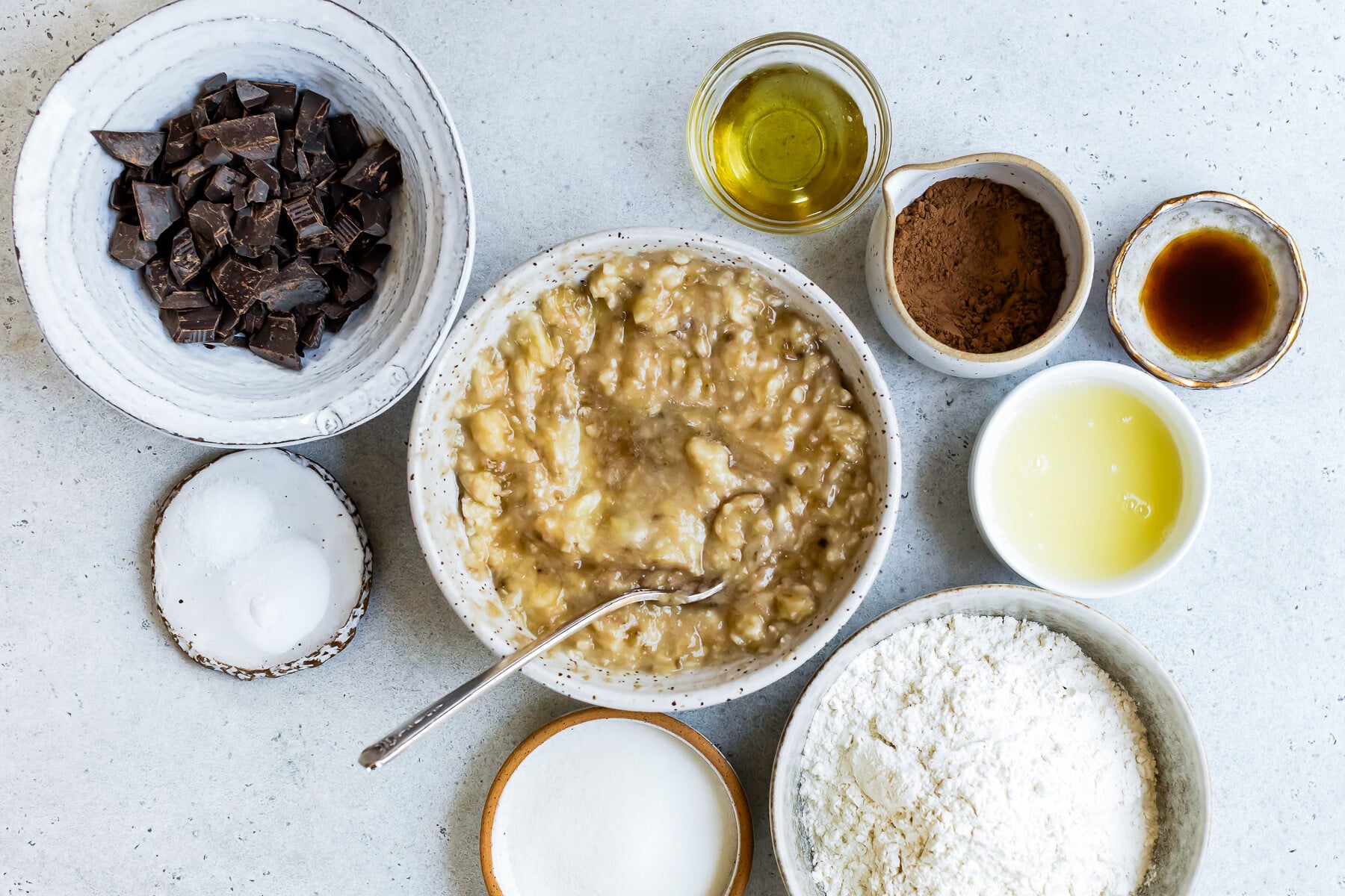 Ingredients for Chocolate Banana Bread