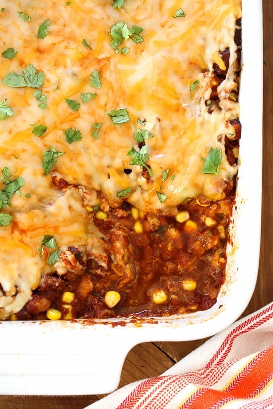 Zucchini and corn enchilada casserole