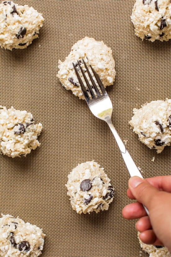 Form into cookies and flatten the top with a fork