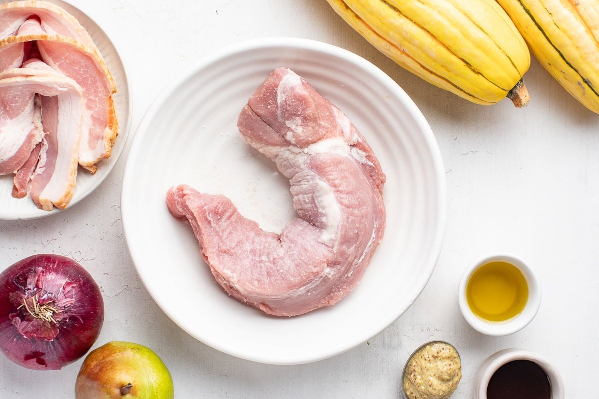 Bacon, Pork Tenderloin, Delicata squash and pears