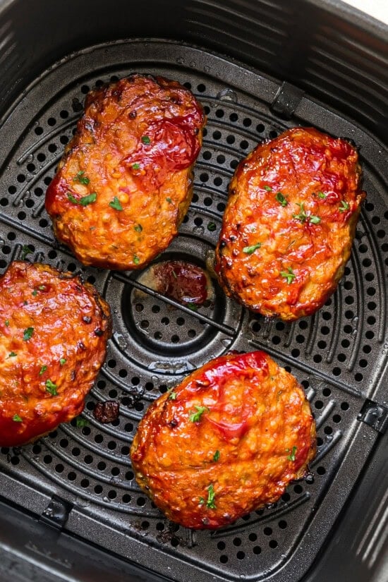 Meatloaf in air fryer basket