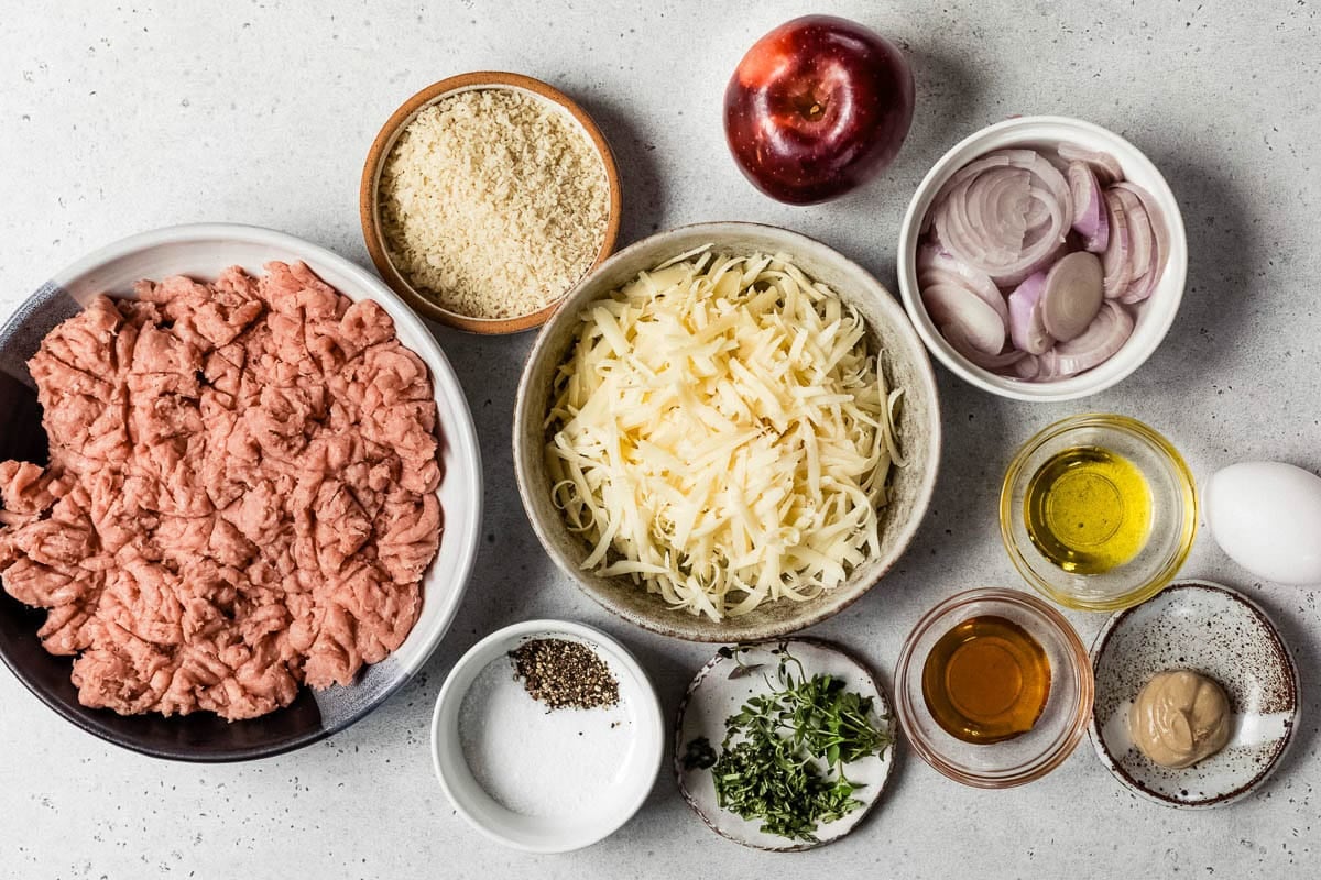 ingredients for Turkey Burgers with Apples and Gruyère